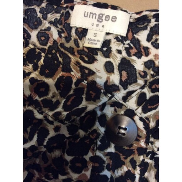 Umgee Women Leopard Dress V Neck Size S Brown Black 100% Rayon - Picture 3 of 3